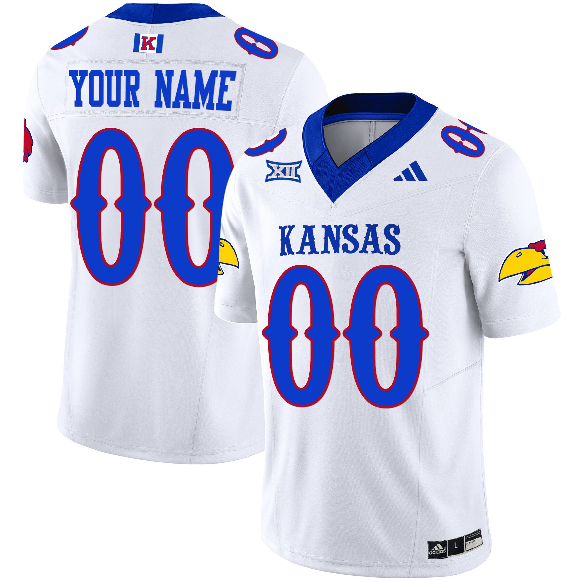 Custom  Kansas Jayhawks  Football Jersey - All Stitched WHITE