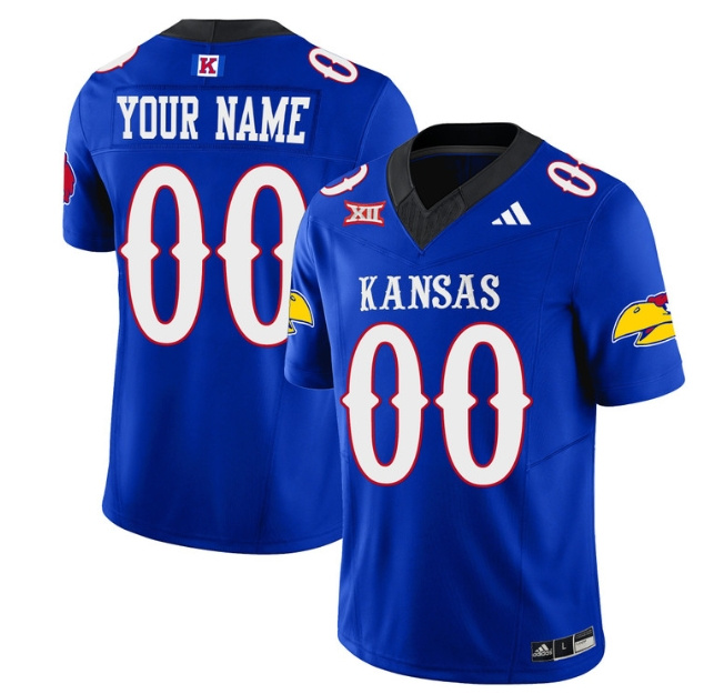 Custom  Kansas Jayhawks 2024   Football Jersey - All Stitched blue