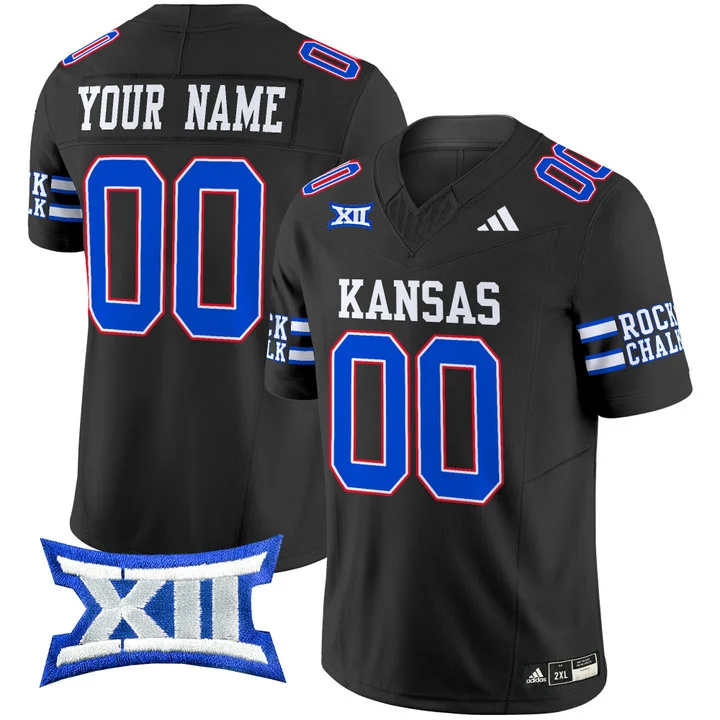 Custom  Kansas Jayhawks 2024 Vapor Limited Football Jersey - All Stitched BLACK