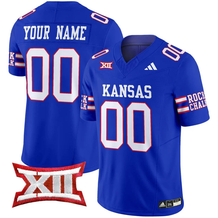 Custom  Kansas Jayhawks 2024 Vapor Limited Football Jersey - All Stitched blue