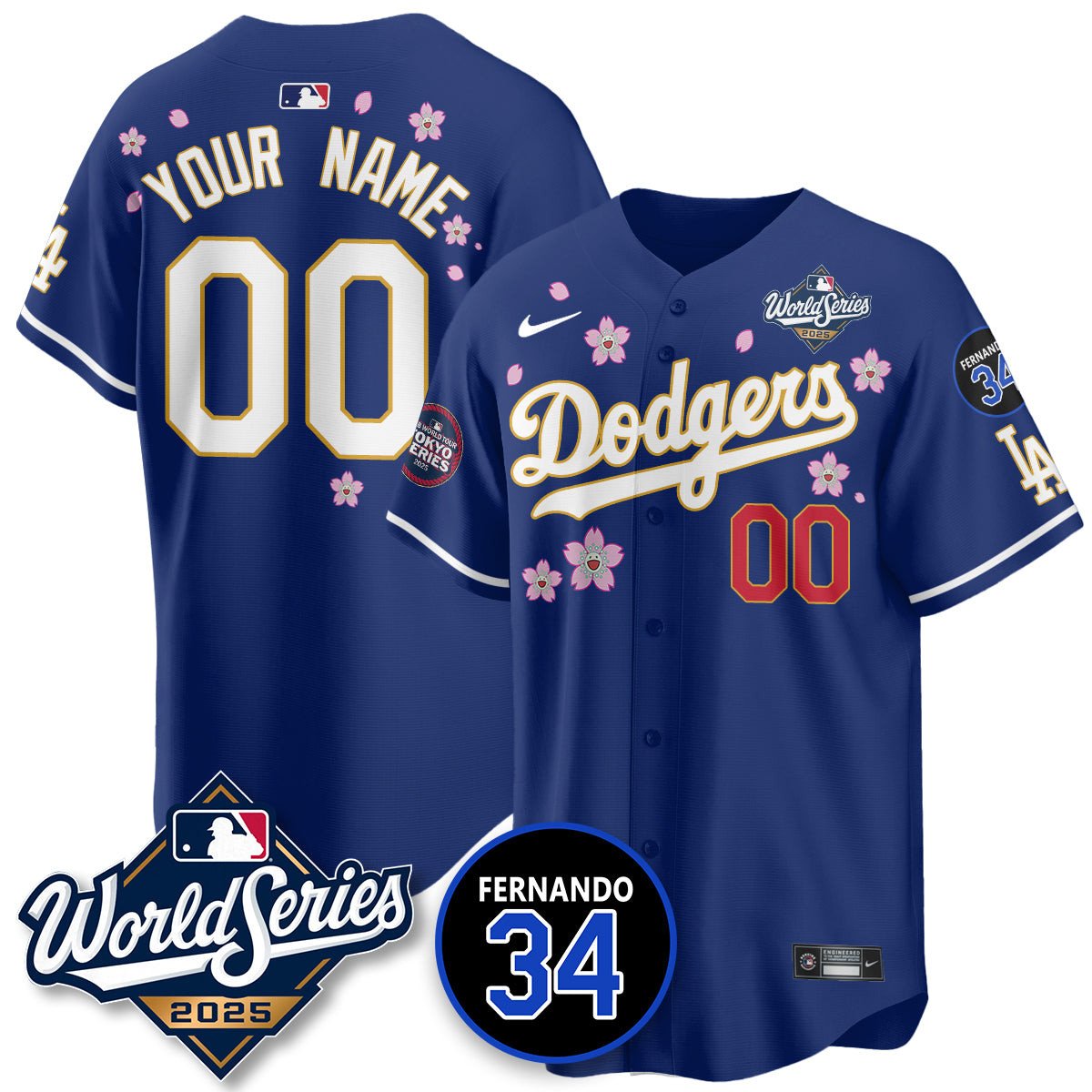Custom  Los Angeles Dodgers Tokyo Series 2025 NL Champions  Jersey - All Stitched Royal