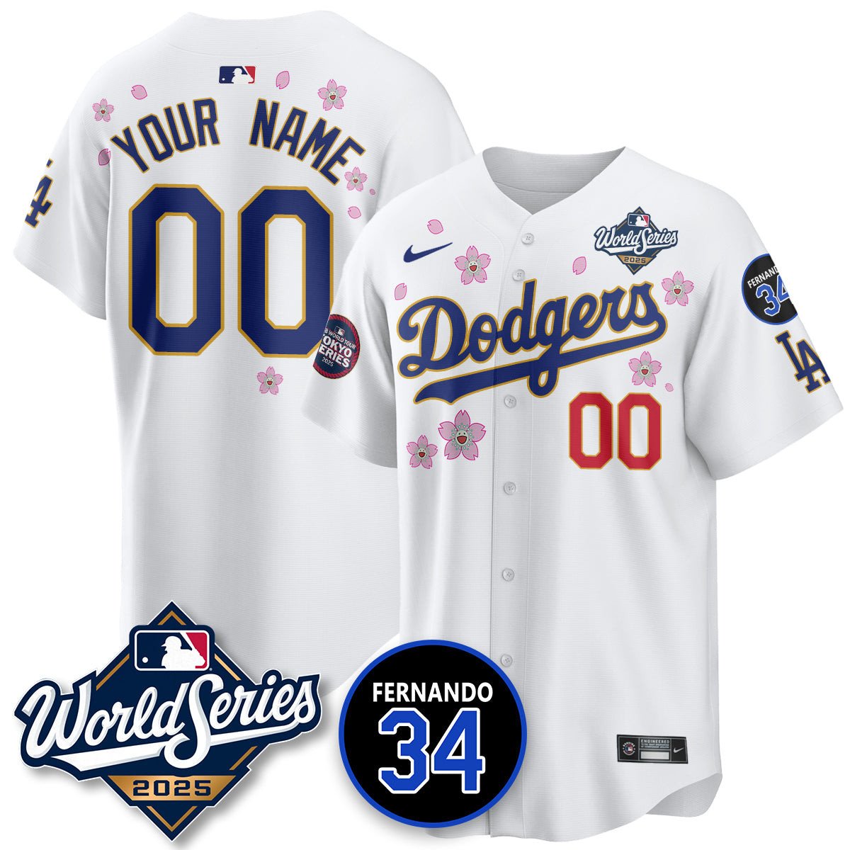 Custom  Los Angeles Dodgers Tokyo Series 2025 NL Champions  Jersey - All Stitched White