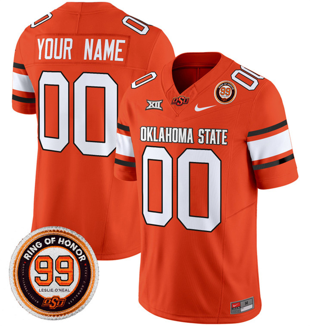 Custom  Oklahoma State Cowboys Leslie O'neal Patch Vapor Limited Football Jersey - All Stitched  ORANGE