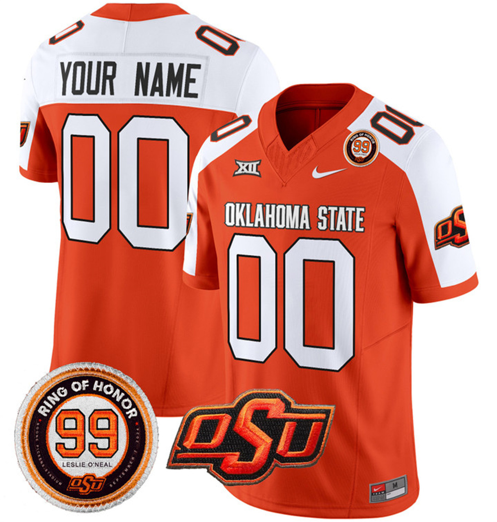 Custom  Oklahoma State Cowboys Leslie O'neal Patch Vapor Limited Football Jersey - All Stitched  ORANGE ALTERNATE