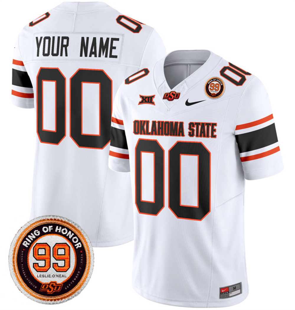 Custom  Oklahoma State Cowboys Leslie O'neal Patch Vapor Limited Football Jersey - All Stitched  WHITE