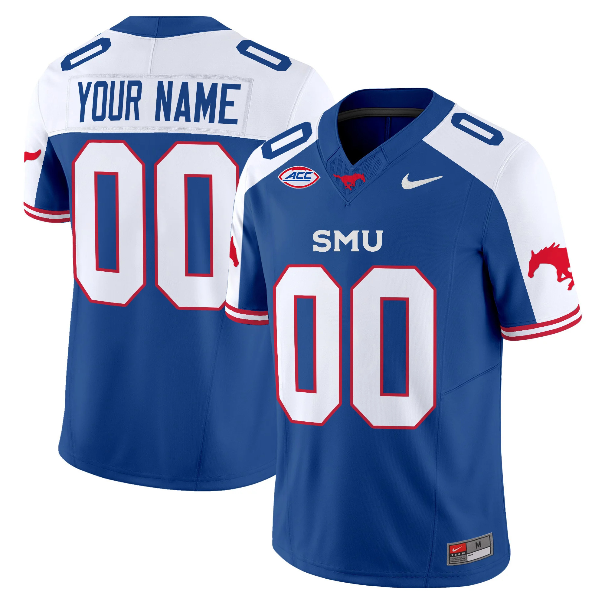 Custom  SMU Mustangs Icy Whites Vapor Limited  Football Jersey - All Stitched  Blue ALTERNATE