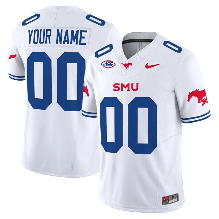Custom  SMU Mustangs Icy Whites Vapor Limited  Football Jersey - All Stitched WHITE