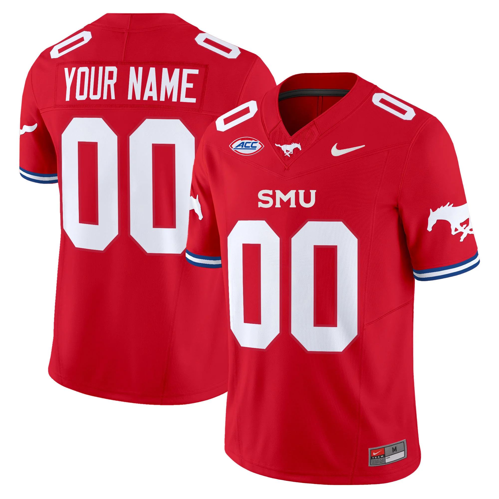 Custom  SMU Mustangs Icy Whites Vapor Limited  football Jersey - All Stitched  red