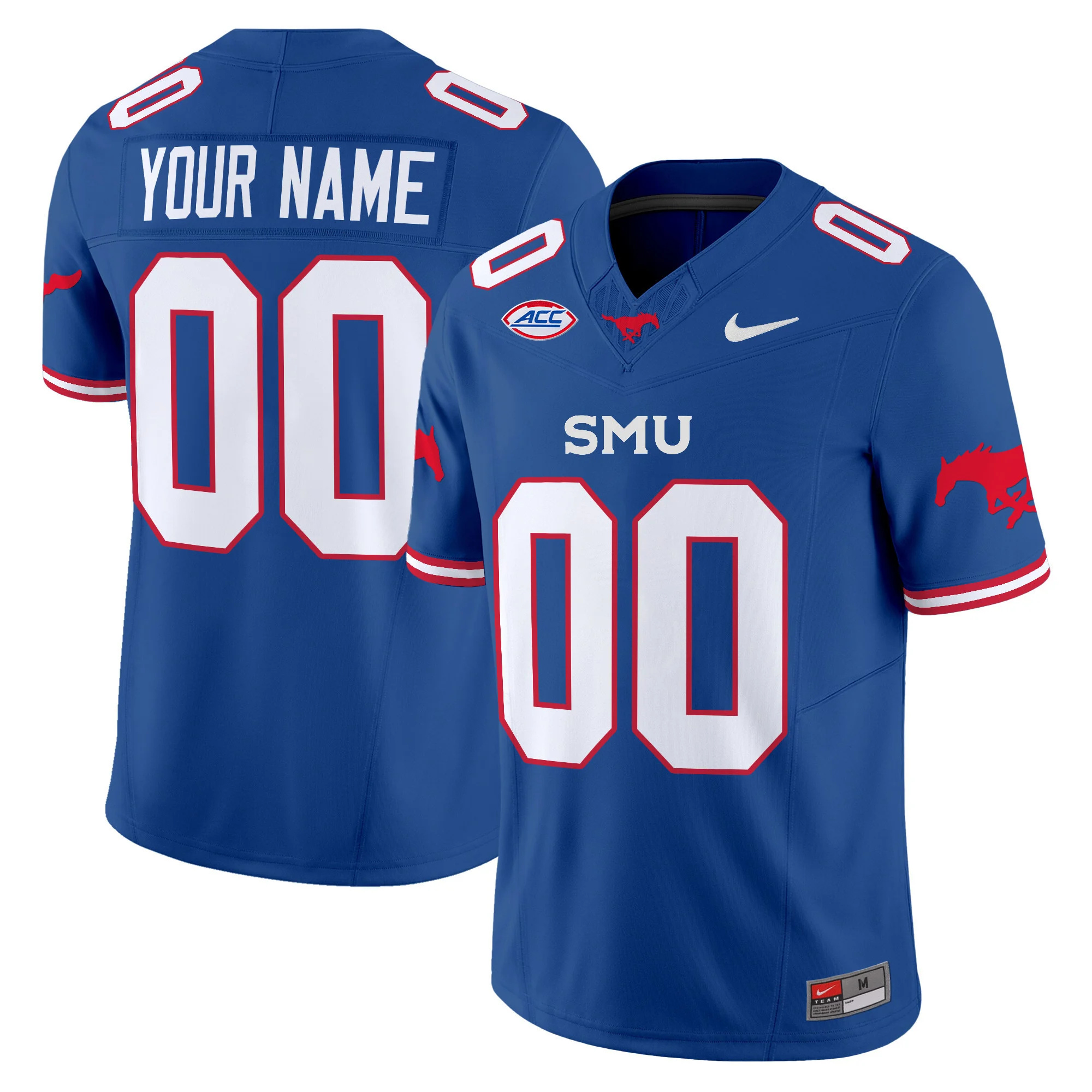 Custom  SMU Mustangs Icy Whites Vapor Limited  football Jersey - All Stitched blue