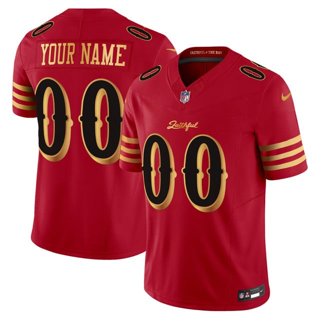 Custom  San Francisco 49ers 2025 “Rivalries” Vapor Limited  Jersey - All Stitched Red Gold