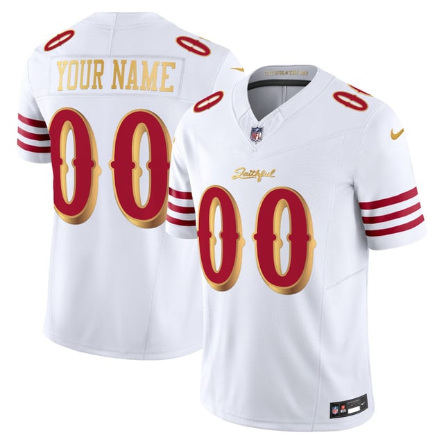 Custom  San Francisco 49ers 2025 “Rivalries” Vapor Limited  Jersey - All Stitched White Gold