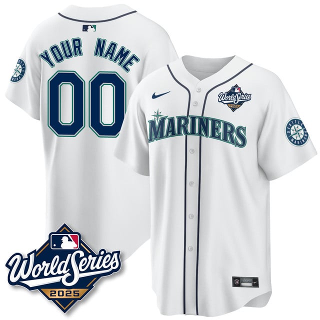 Custom  Seattle Mariners 2025 World Series  Jersey - All Stitched White
