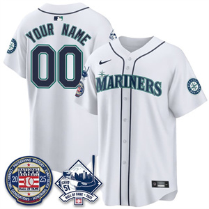 Custom  Seattle Mariners Ichiro Number Retirement  Jersey V2 - All Stitched  White