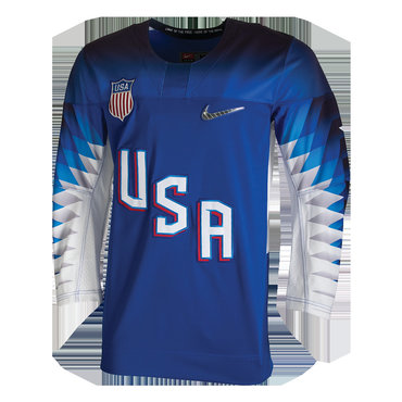 Custom 2018 USA Olympic Hockey Blue Color Jerseys (Any Name Any Number)