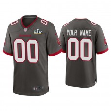 Custom 2021 Tampa Bay Buccaneers #00 Pewter Super Bowl LIV Pewter Game Jersey