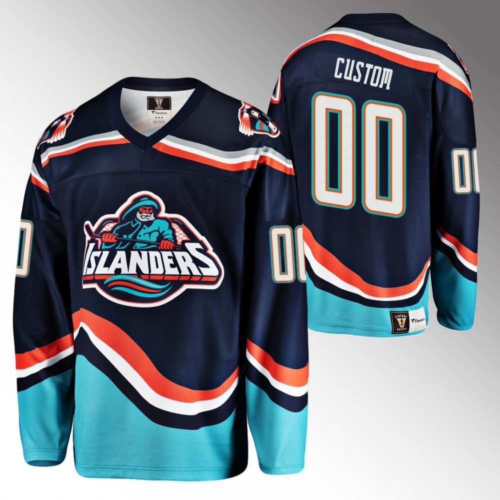 Custom 2022-23 New York Islanders Reverse Retro 2.0 Navy Jersey Replica