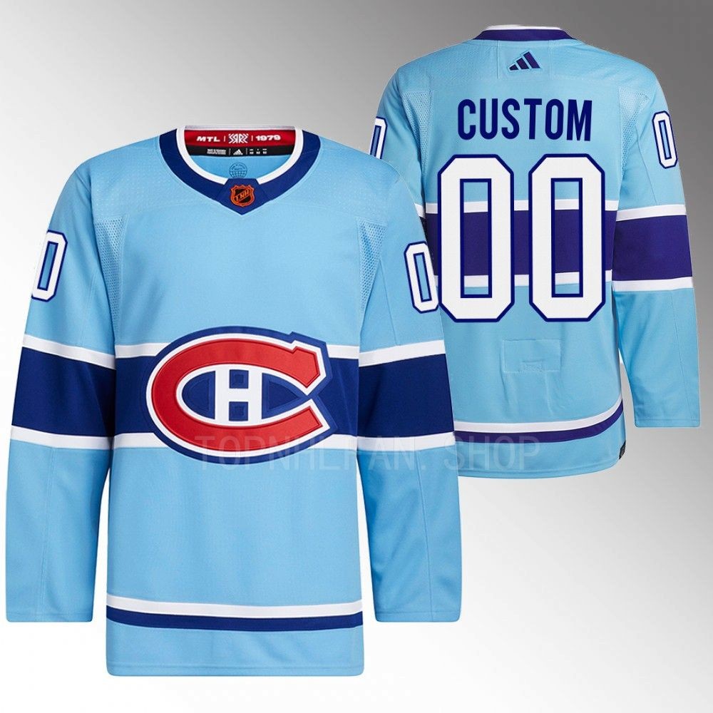 Custom 2022 Montreal Canadiens Blue Reverse Retro 2.0 Authentic Primegreen Jersey