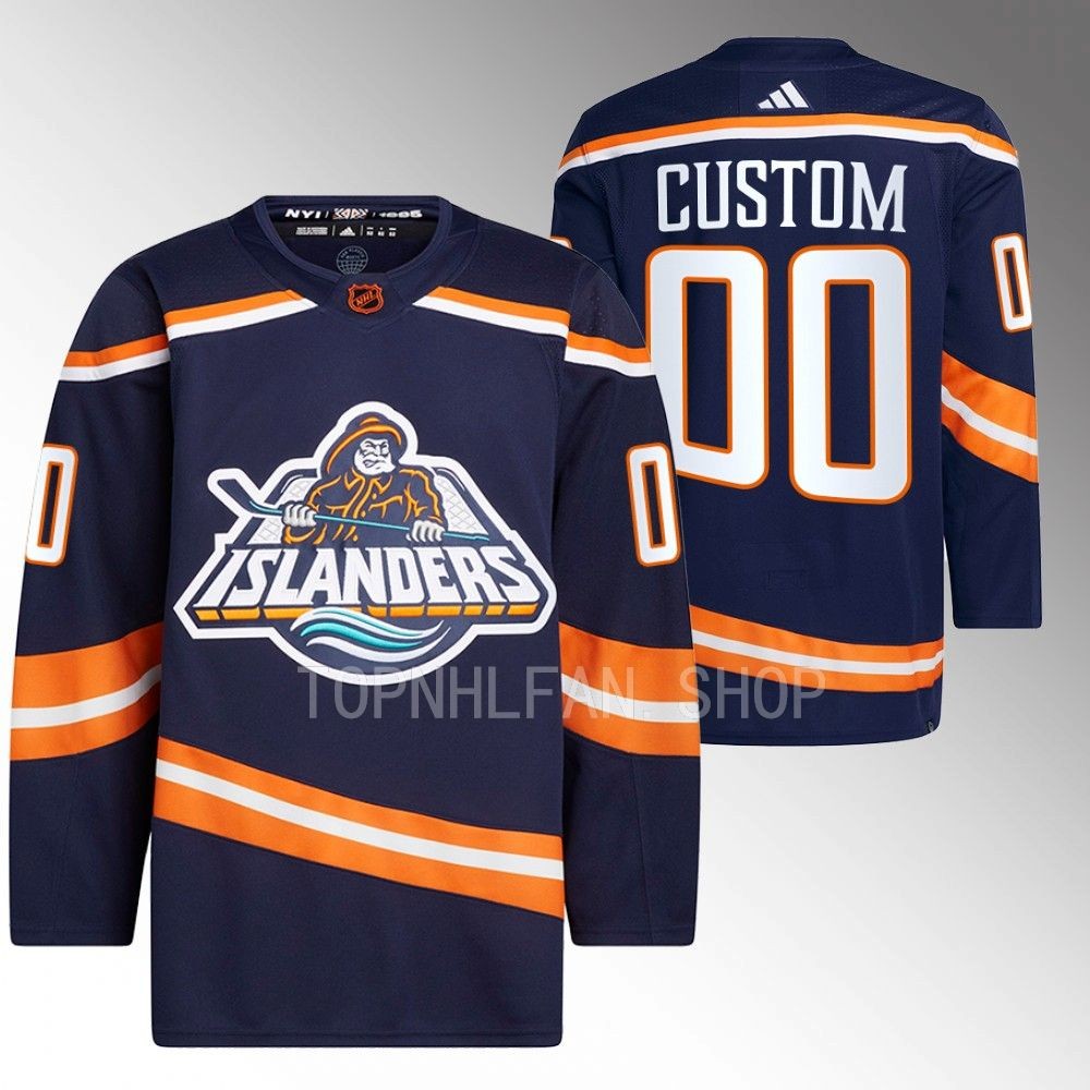 Custom 2022 New York Islanders Navy Reverse Retro 2.0 Primegreen Authentic Jersey