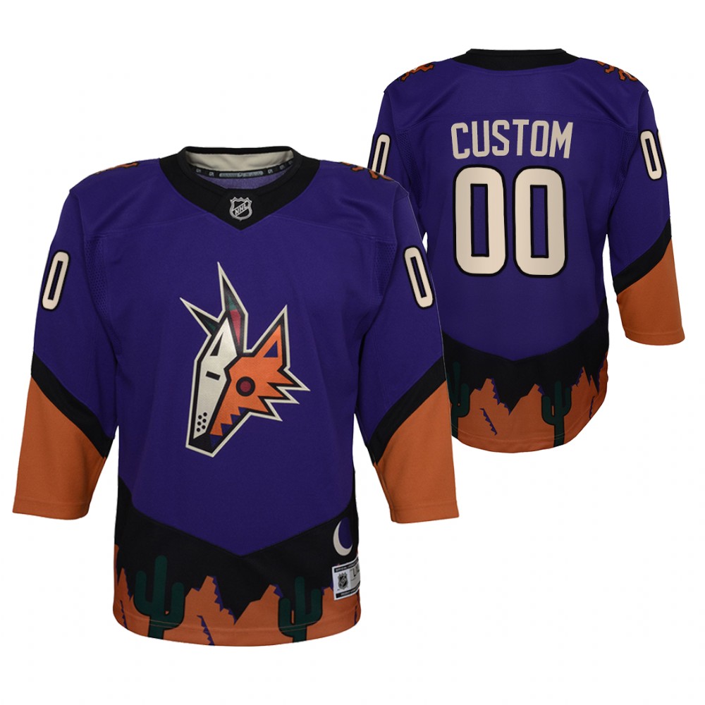 Custom Arizona Coyotes 2021 Reverse Retro Purple Youth Jersey Special Edition