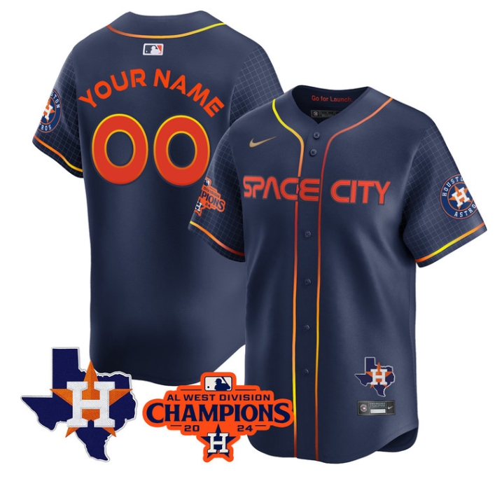 Custom Astros 2024 AL West Champions Baseball  Jersey - All Stitched  SPACE CITY