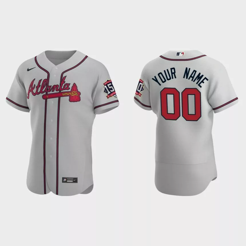 Custom Atlanta Braves 150th Anniversary World Series Jersey – Gray