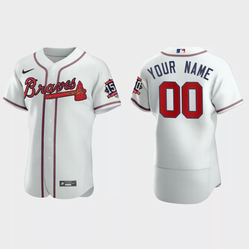 Custom Atlanta Braves 150th Anniversary World Series Jersey – White