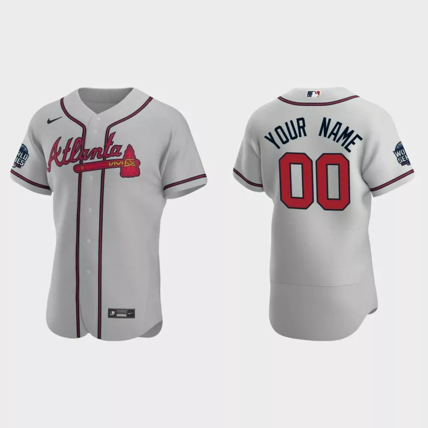 Custom Atlanta Braves 2021 World Series Authentic Jersey – Gray