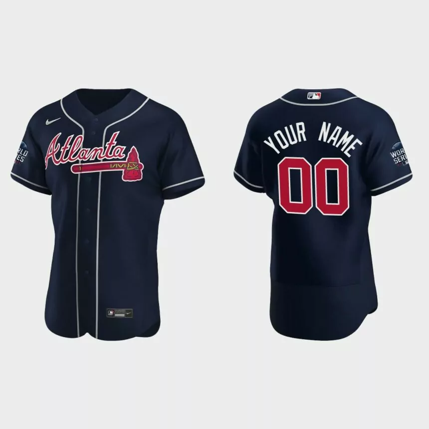Custom Atlanta Braves 2021 World Series Authentic Jersey – Navy