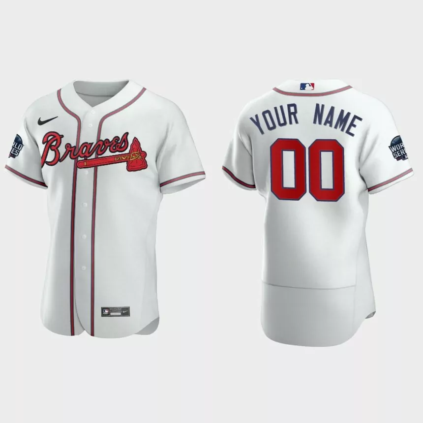 Custom Atlanta Braves 2021 World Series Authentic Jersey – White