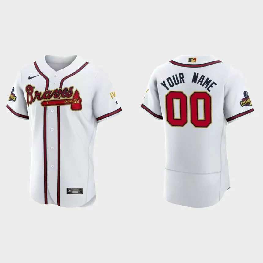 Custom Atlanta Braves 2022 Gold Program White Authentic Jersey