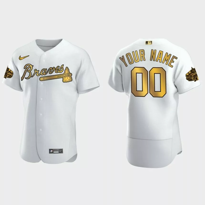 Custom Atlanta Braves 2022 MLB All-Star Game Jersey – White Gold