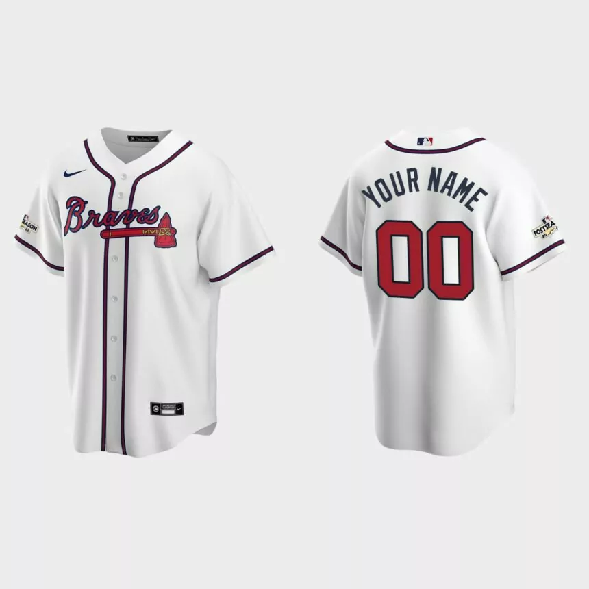 Custom Atlanta Braves 2022 Postseason Replica Jersey – White