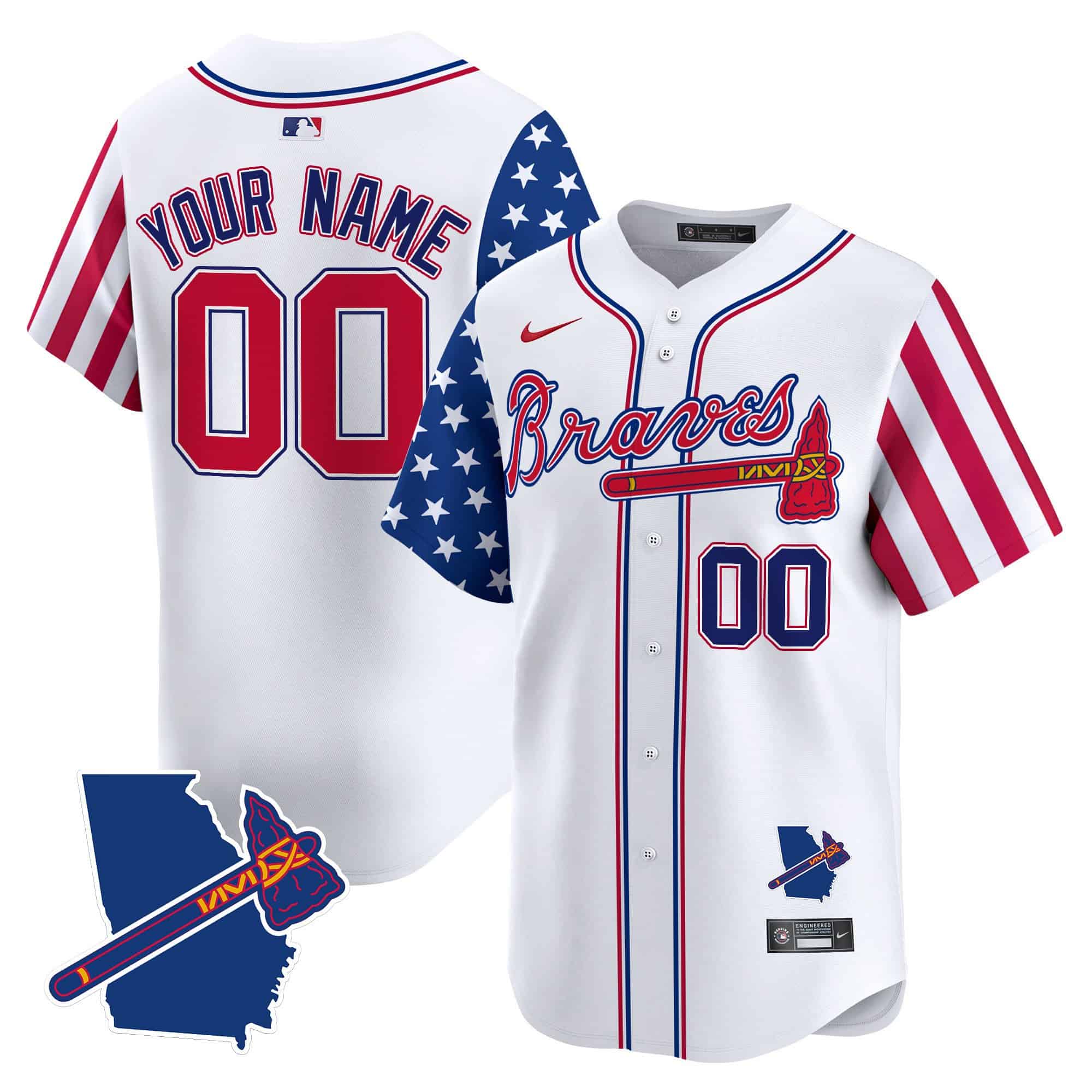 Custom Atlanta Braves 2024 Independence Day Vapor Premier Limited Baseball Jersey V2 – All StitchedWhite