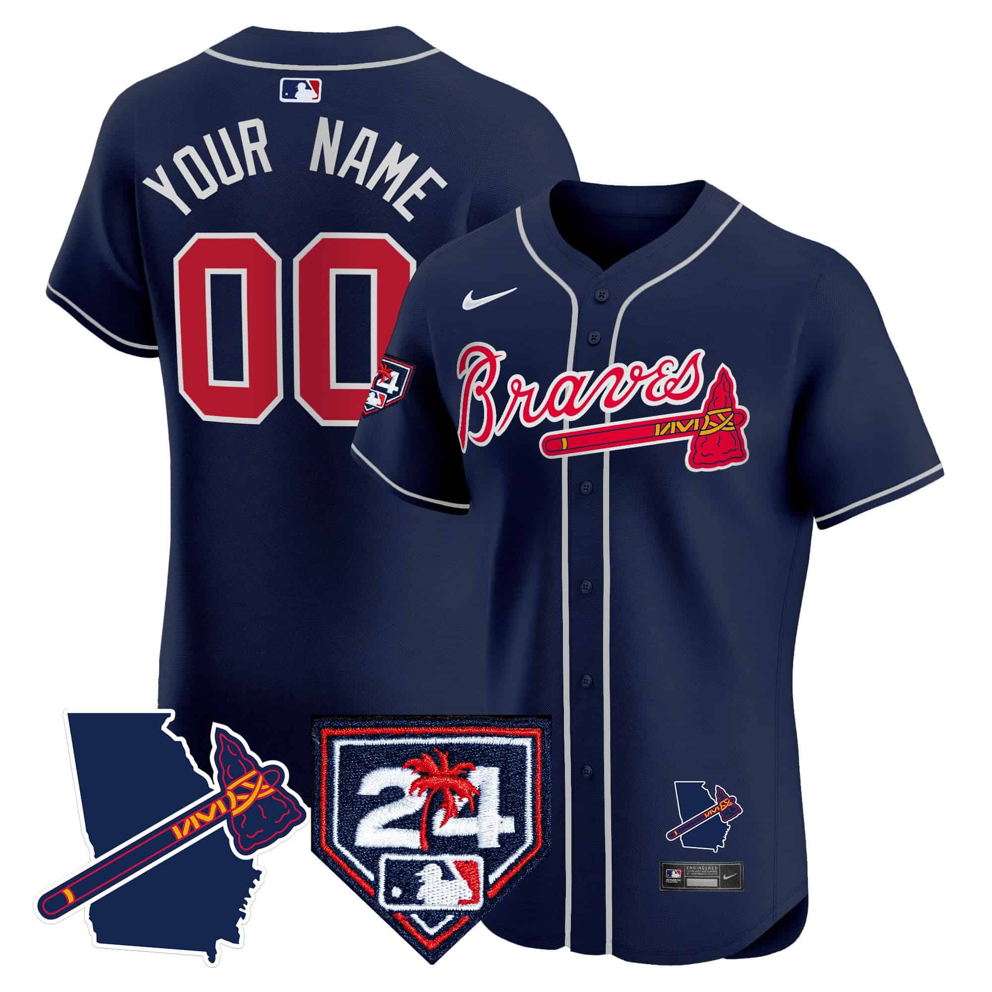 Custom Atlanta Braves 2024 Spring Training & Georgia Patch Vapor Premier Elite  baseball ersey – All Stitched Navy