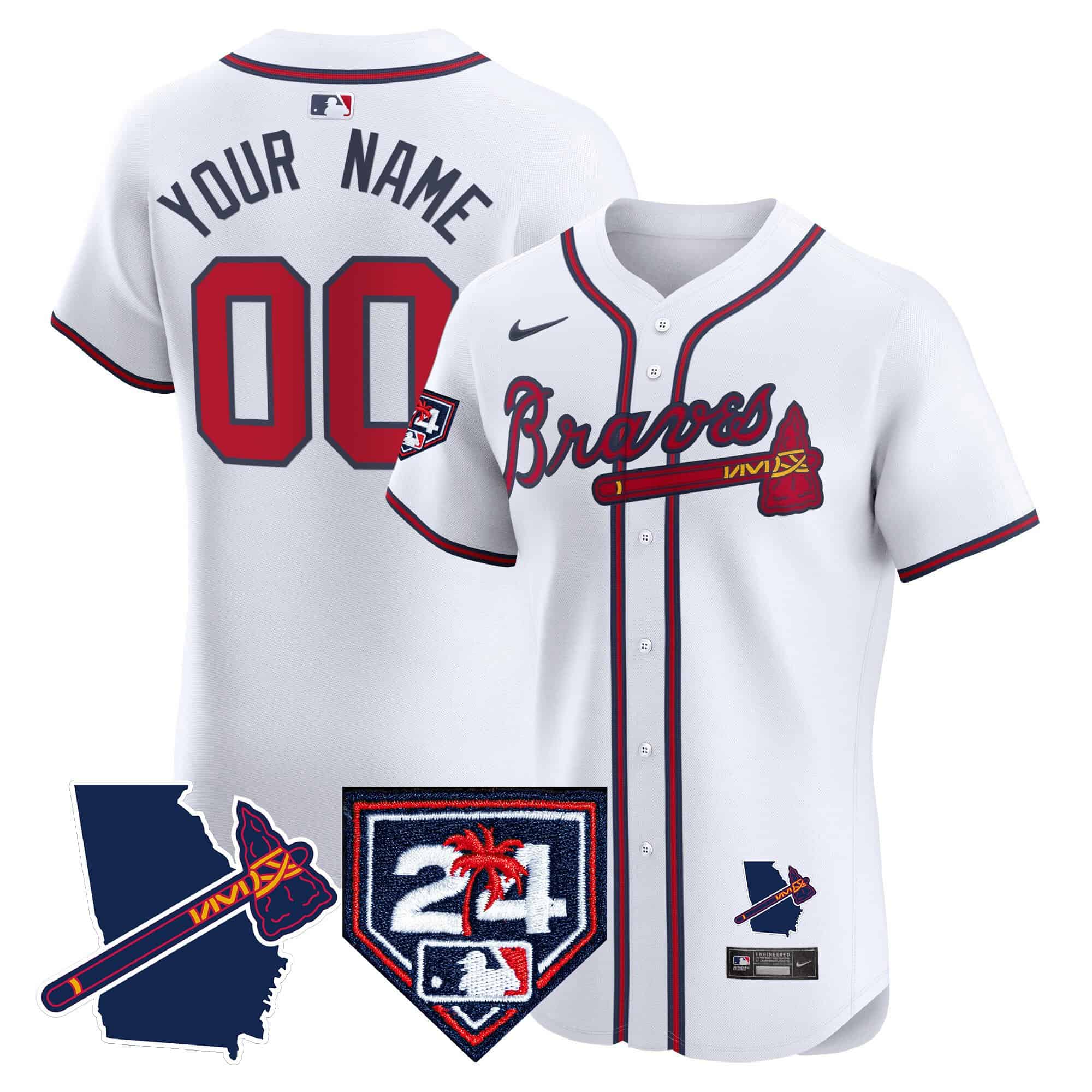 Custom Atlanta Braves 2024 Spring Training & Georgia Patch Vapor Premier Elite  baseball ersey – All Stitched White