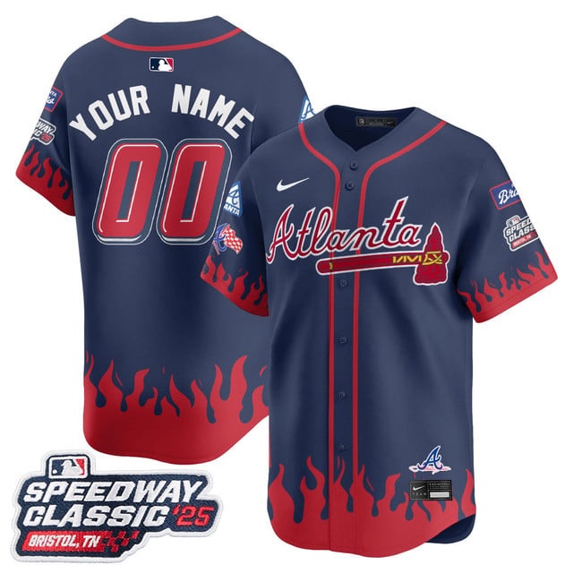 Custom Atlanta Braves 2025 Speedway Classic Limited Custom Jersey V2 - All Stitched Navy