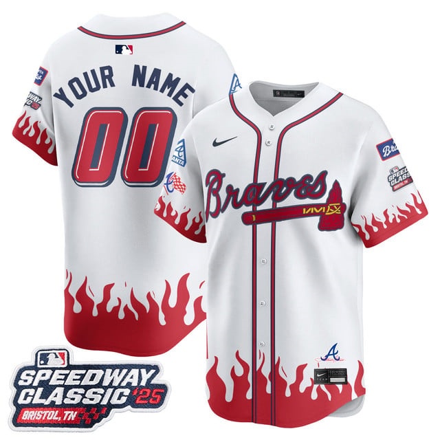 Custom Atlanta Braves 2025 Speedway Classic Limited Custom Jersey V2 - All Stitched White