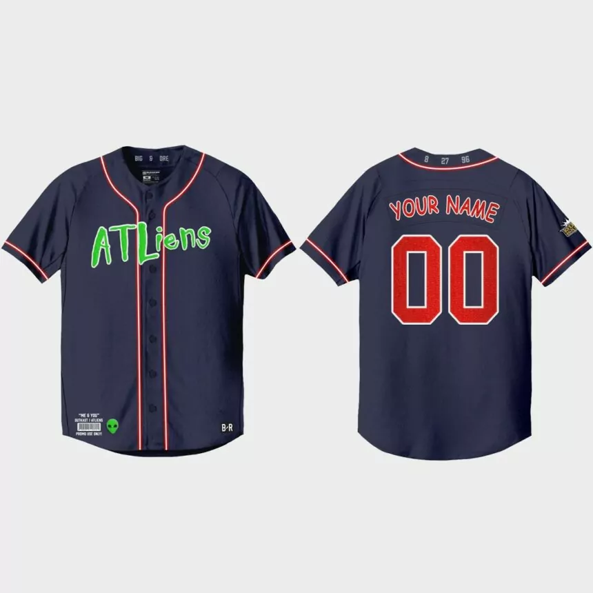 Custom Atlanta Braves 25th Anniversary Baseball Outkast Jersey – Navy