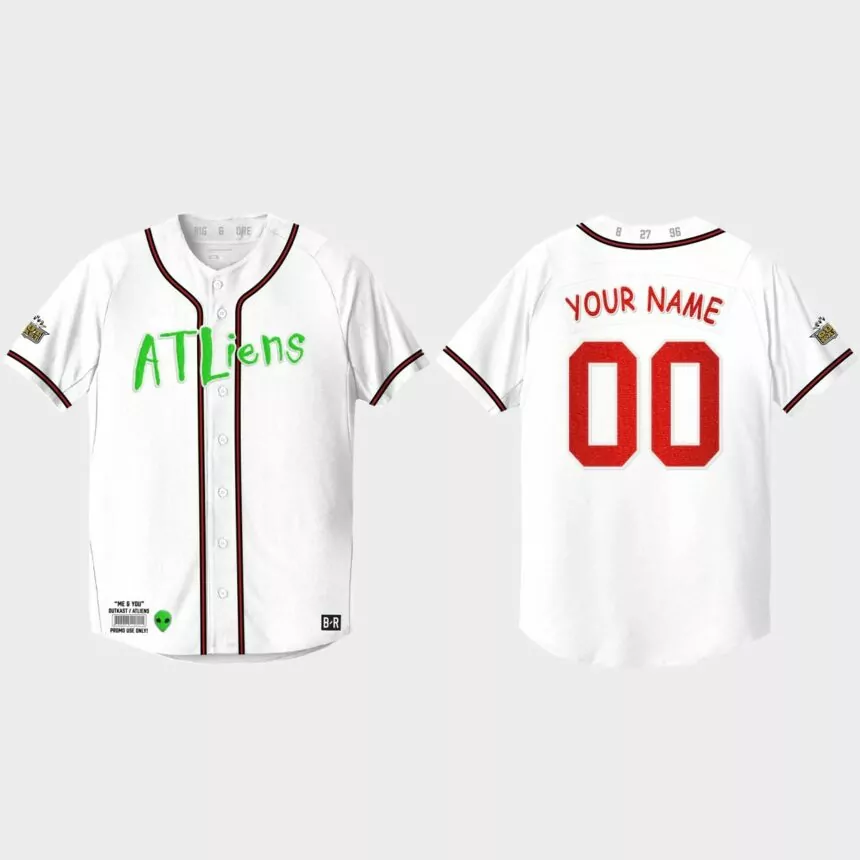 Custom Atlanta Braves 25th Anniversary Baseball Outkast Jersey – White