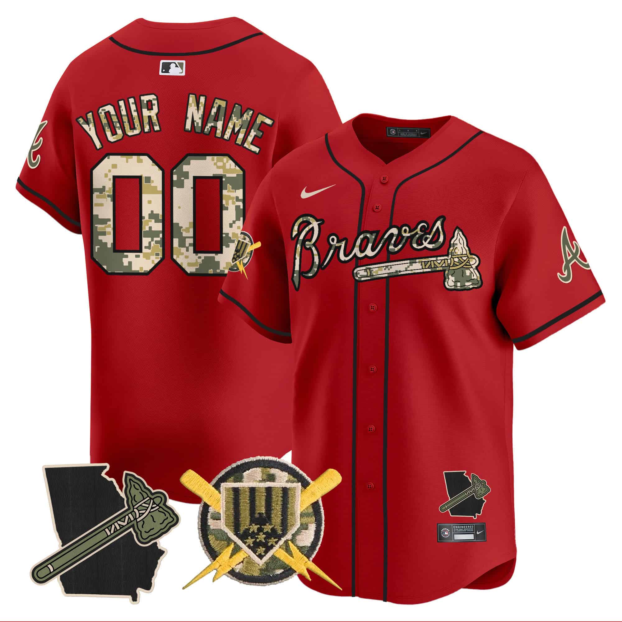 Custom Atlanta Braves Armed Forces Day Vapor Premier Limited baseball    Jersey – All Stitched Red