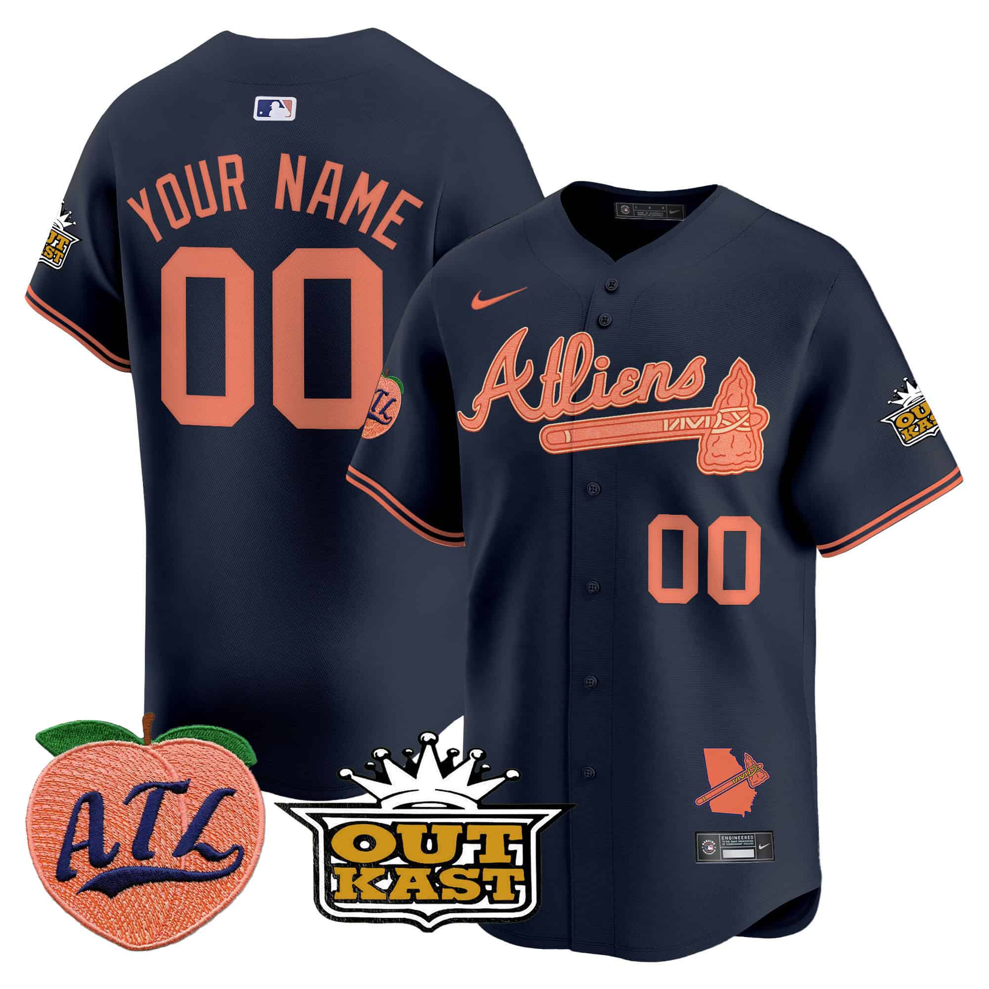 Custom Atlanta Braves Atliens & Peach Vapor Premier Limited  baseball  Jersey – All Stitched Atliens