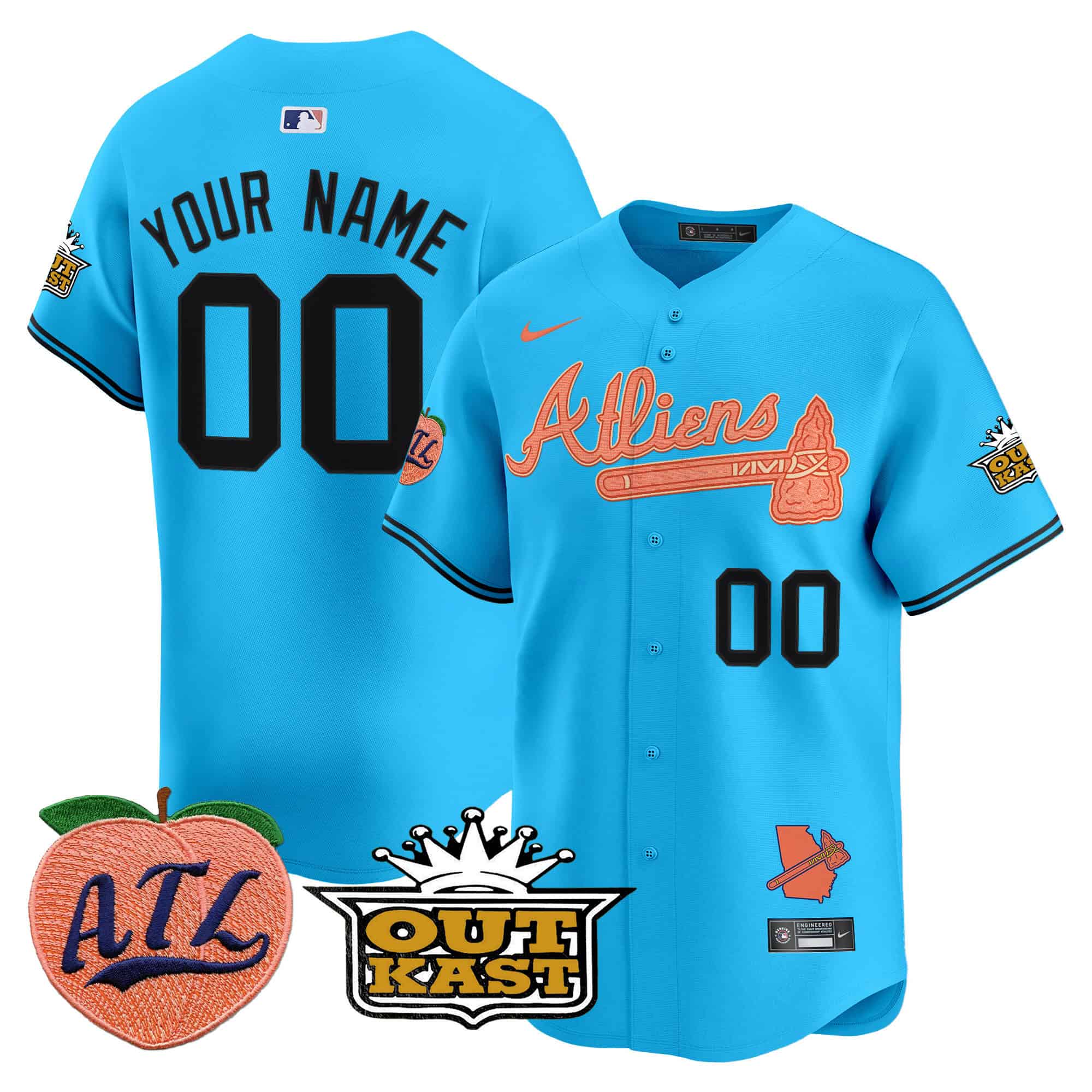 Custom Atlanta Braves Atliens & Peach Vapor Premier Limited  baseball  Jersey – All Stitched Light Blue