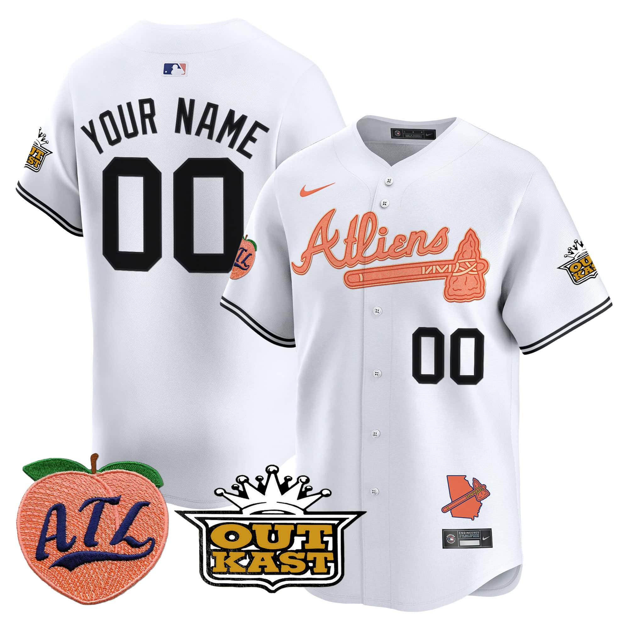 Custom Atlanta Braves Atliens & Peach Vapor Premier Limited  baseball  Jersey – All Stitched White
