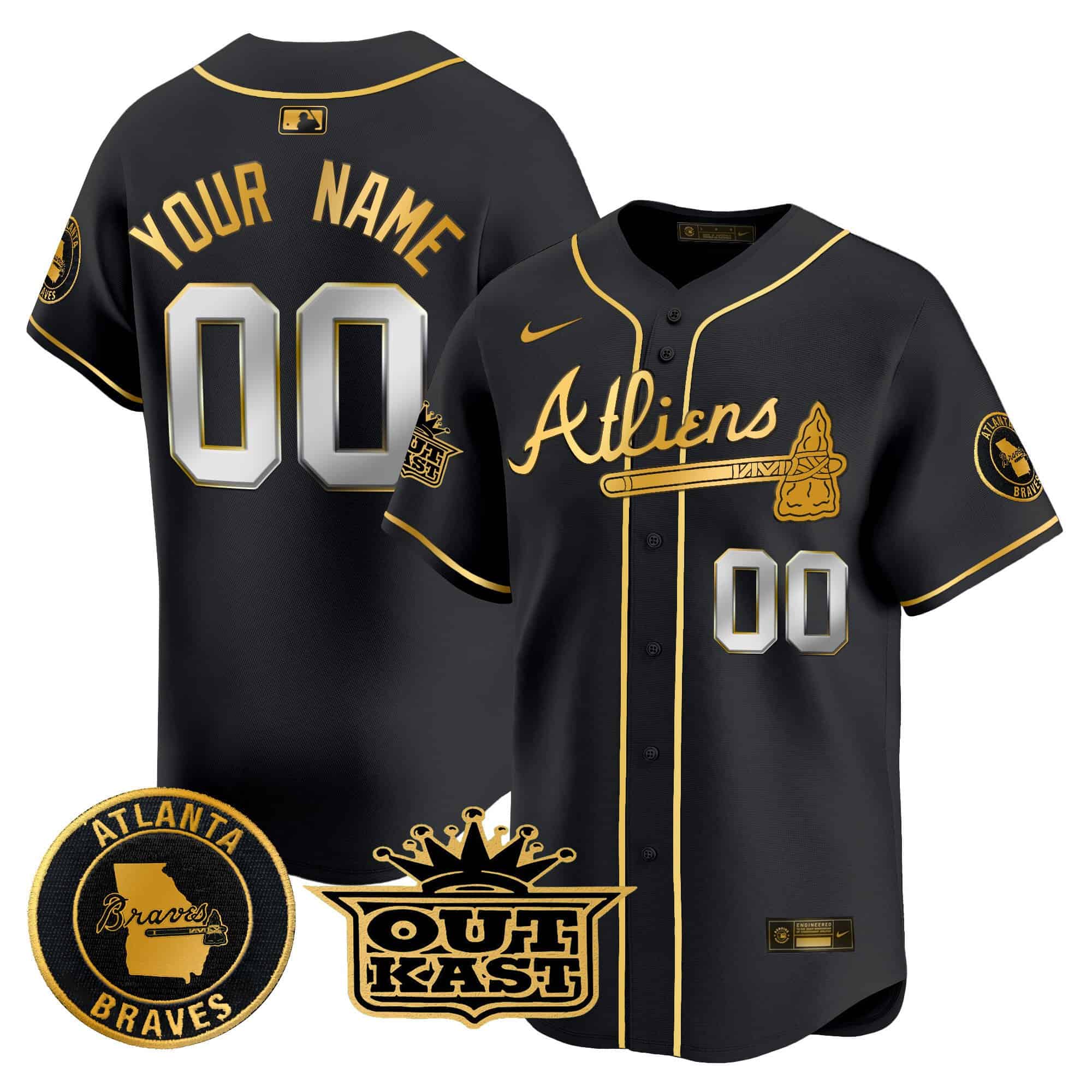 Custom Atlanta Braves Atliens Vapor Premier Limited   baseball  Jersey – All Stitched Black Gold