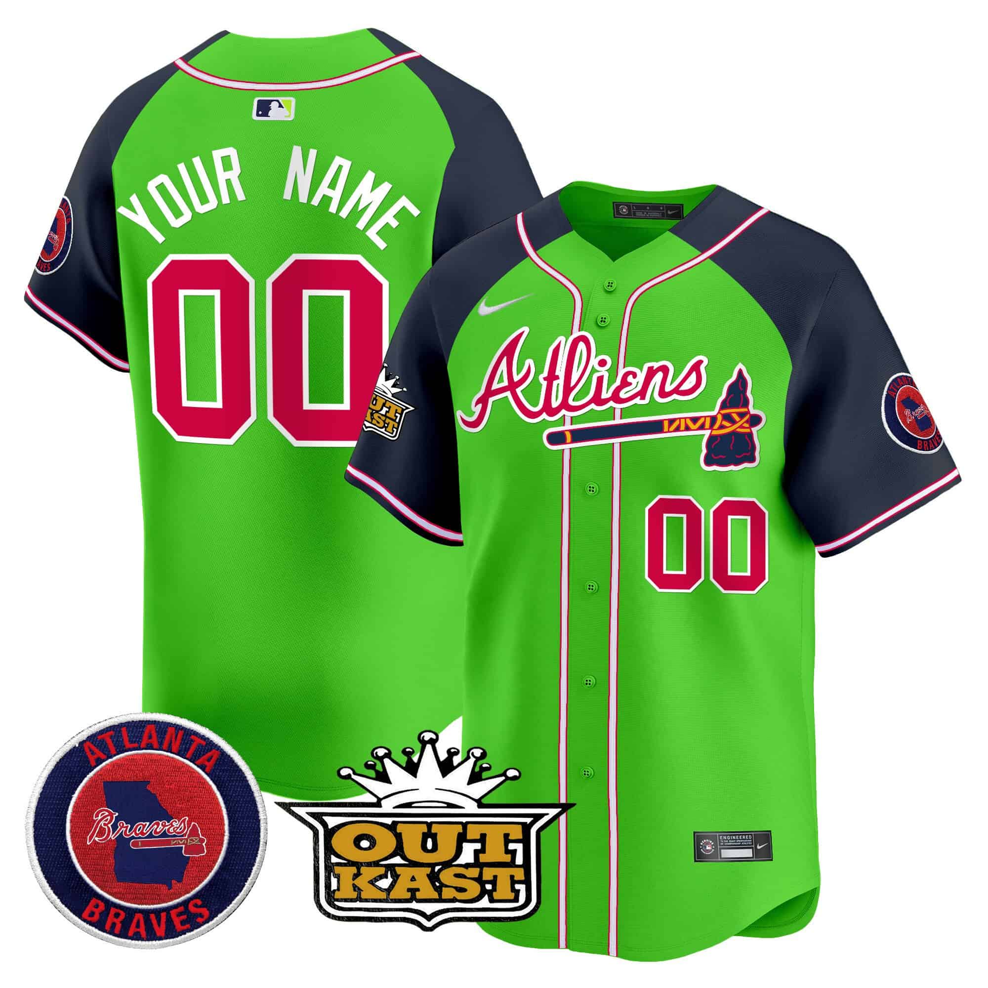 Custom Atlanta Braves Atliens Vapor Premier Limited   baseball  Jersey – All Stitched Green Alternate