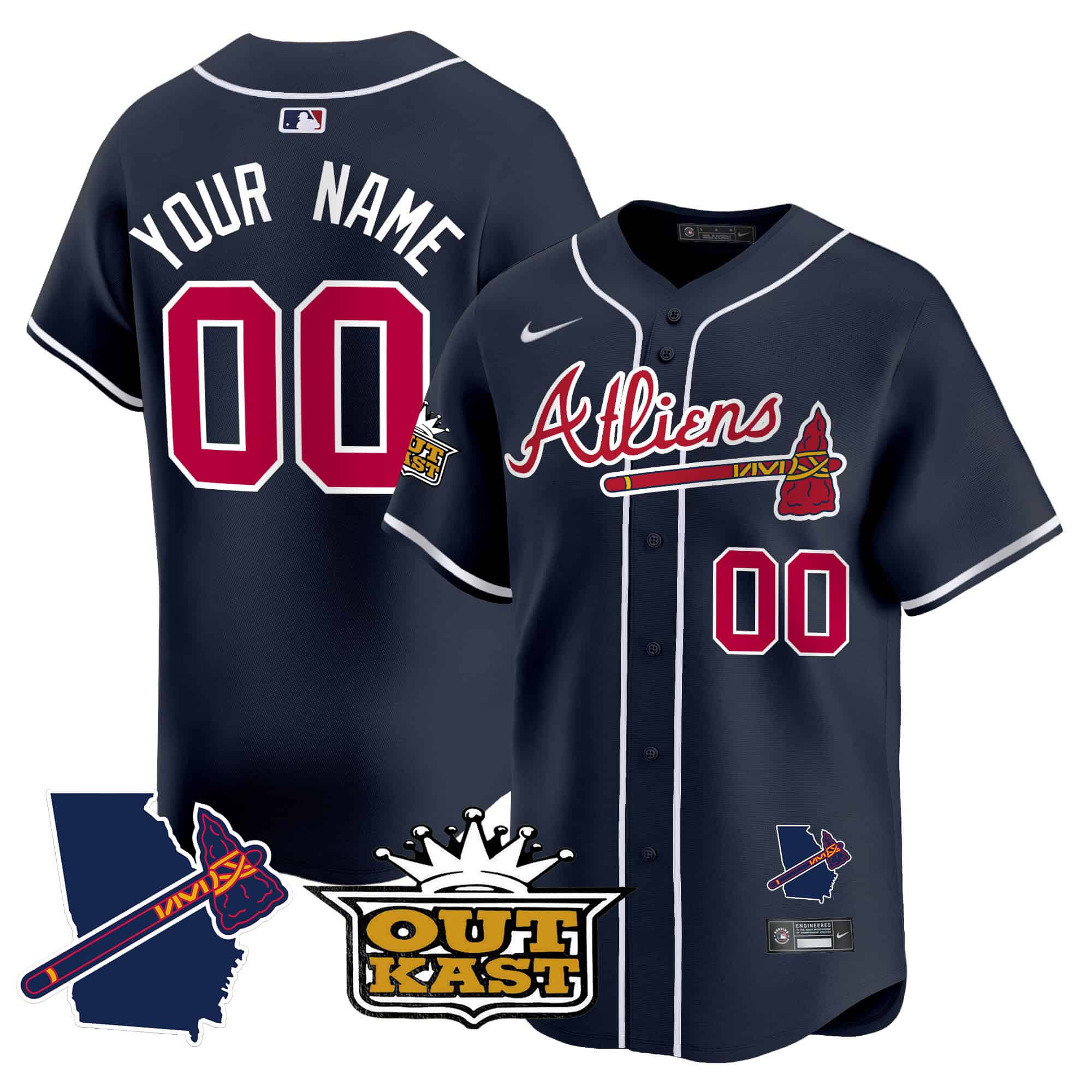 Custom Atlanta Braves Atliens Vapor Premier Limited  baseball  Jersey V2 – All Stitched Navy