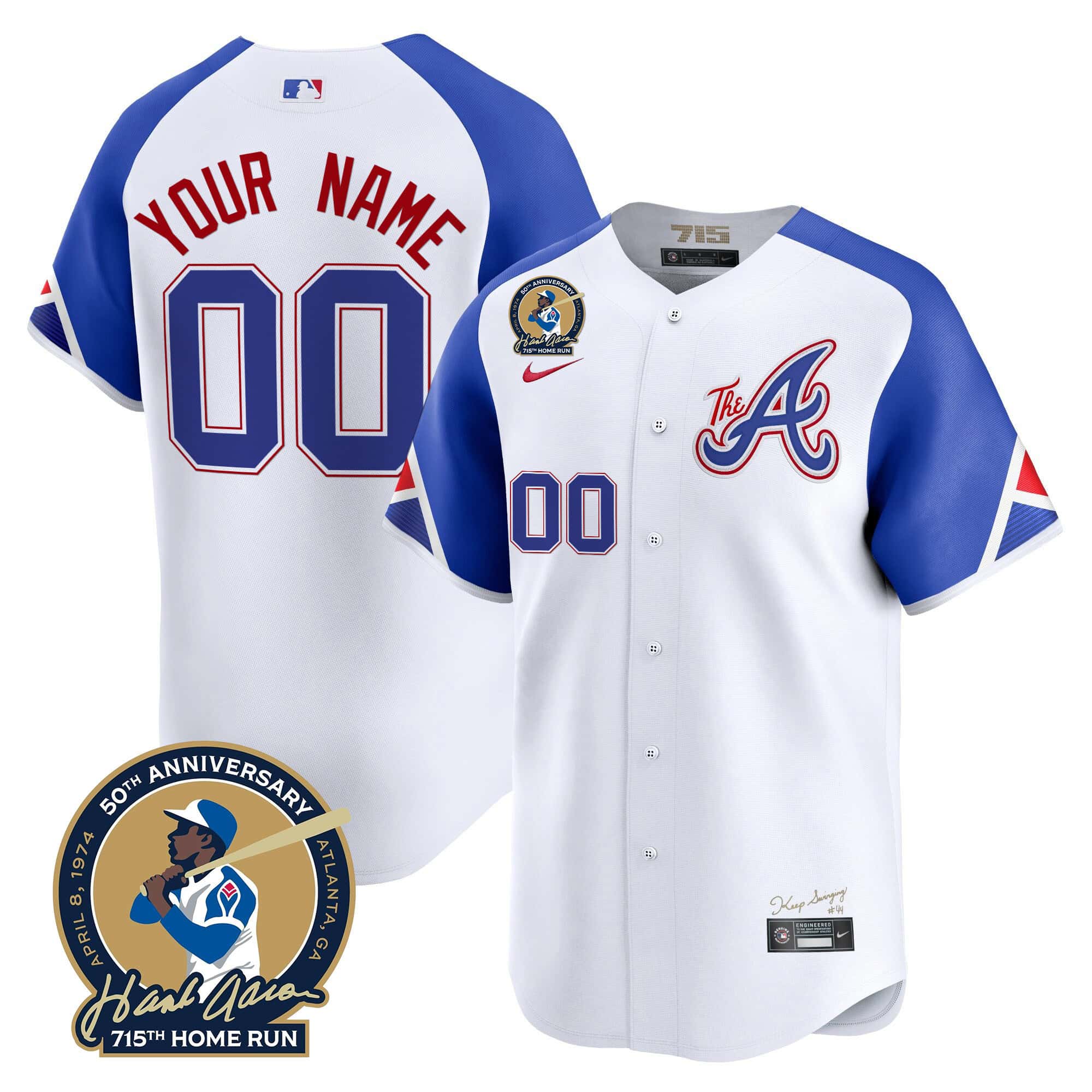 Custom Atlanta Braves Hank Aaron 715th Home Run Patch Vapor Premier Limited  baseball  Jersey V2 – All Stitched White