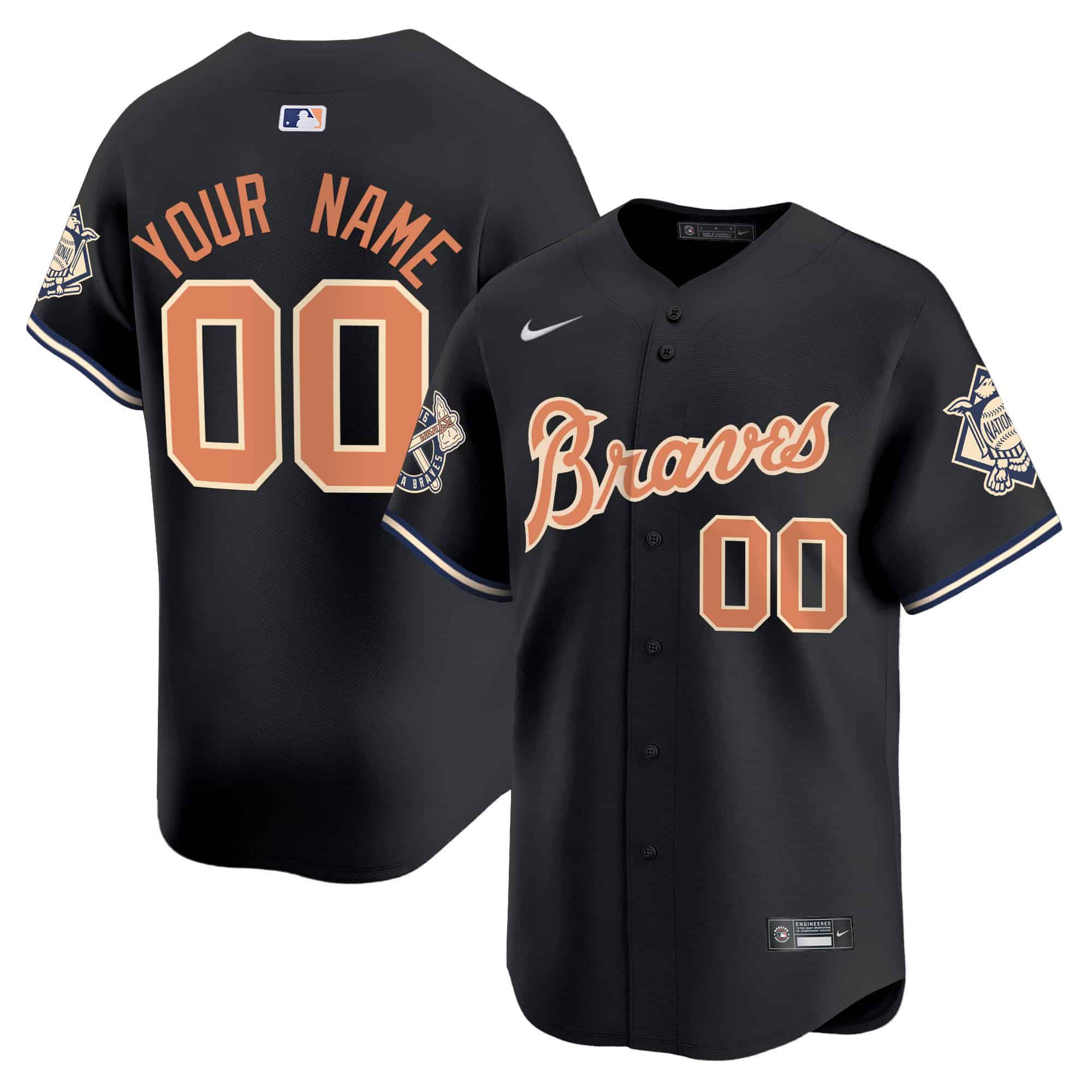 Custom Atlanta Braves Peaches n’ Cream Vapor Premier Limited   baseball Jersey – All Stitched Black