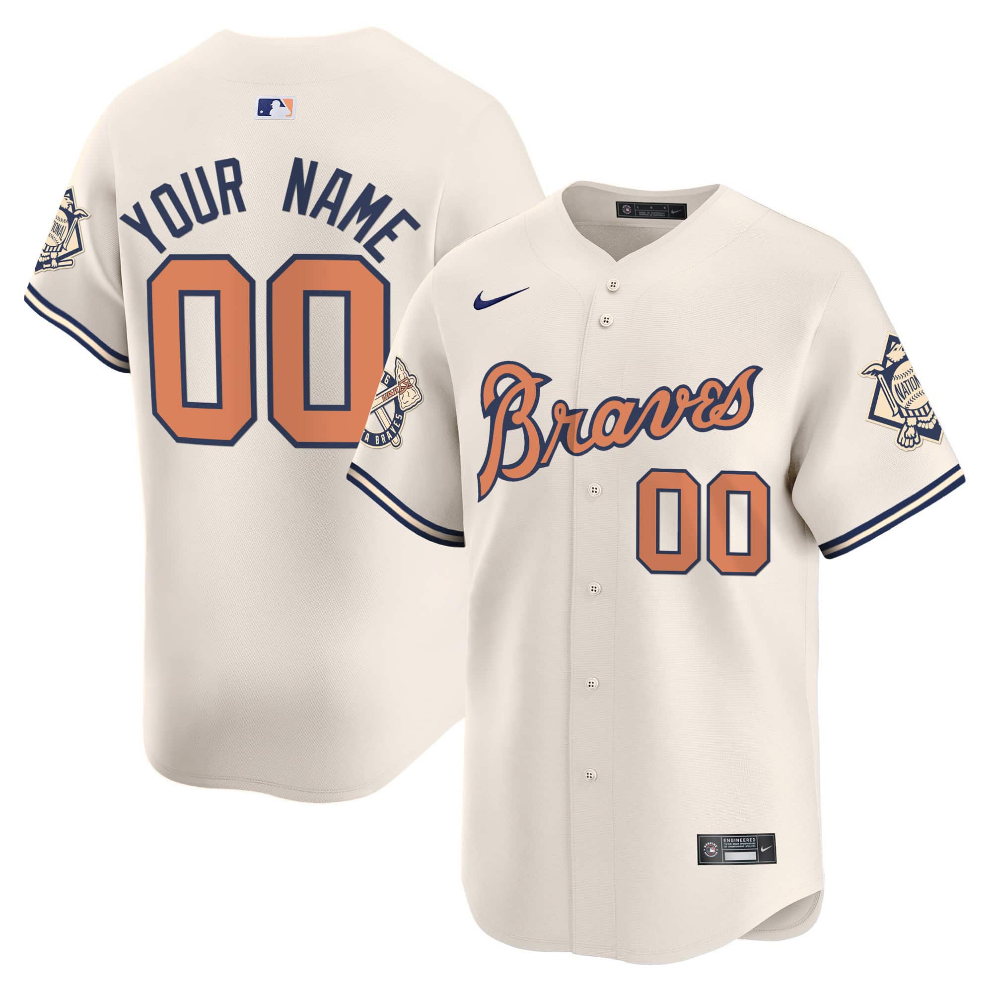 Custom Atlanta Braves Peaches n’ Cream Vapor Premier Limited   baseball Jersey – All Stitched Cream