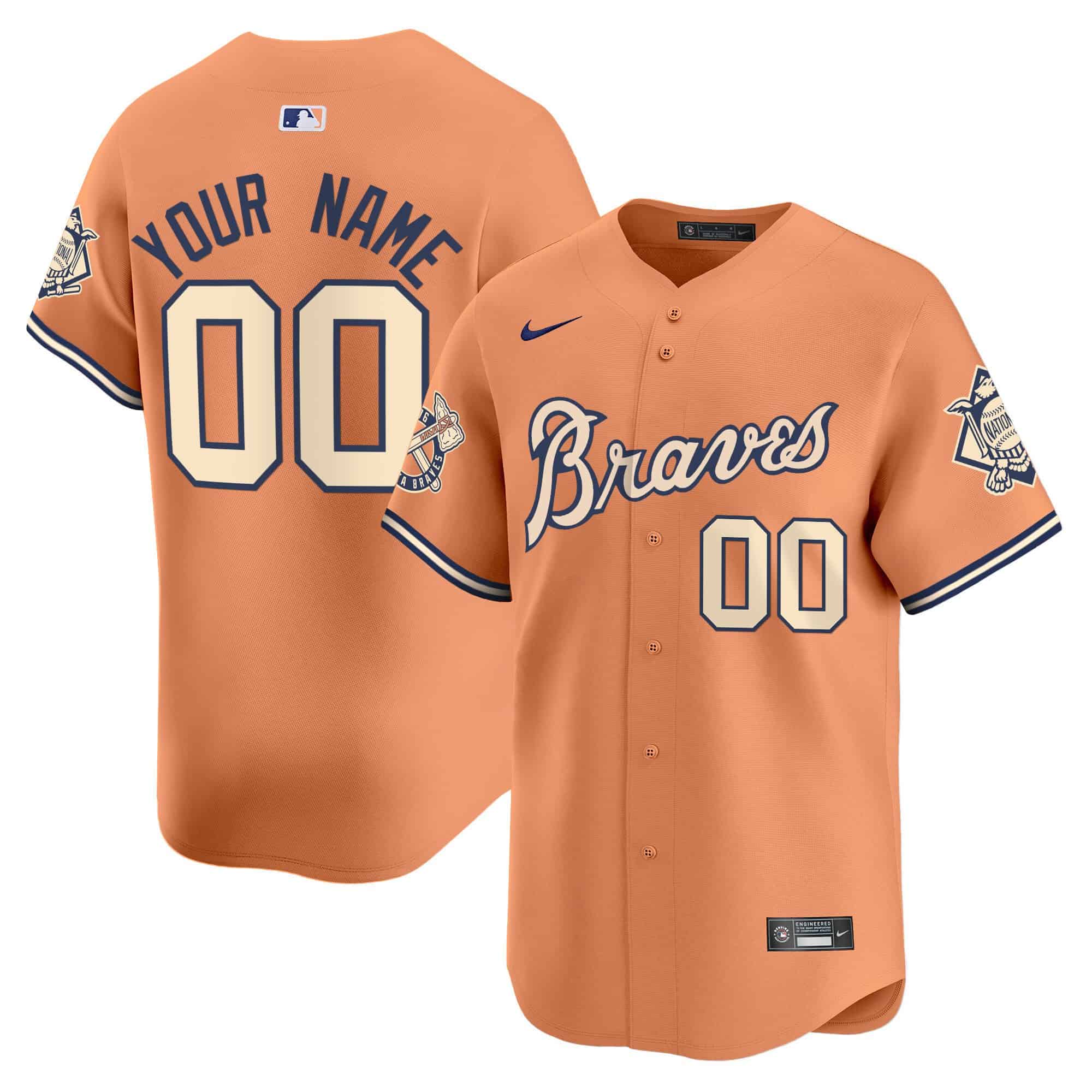 Custom Atlanta Braves Peaches n’ Cream Vapor Premier Limited   baseball Jersey – All Stitched Peaches